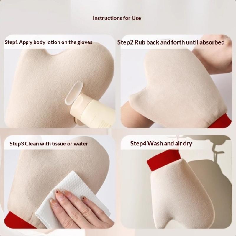 Body Lotion Glove Self-Tanning Mitt Double-Sided Prevents Sticky Hands Applicator Quick Dry Flocking Glove Makeup Applicator