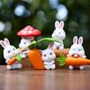Mignon Carotte Champignon Dessin Animé Lapin Mini Modèle Décoration de Bureau Ensemble d'Ornements Pour Enfants et Collectionneurs