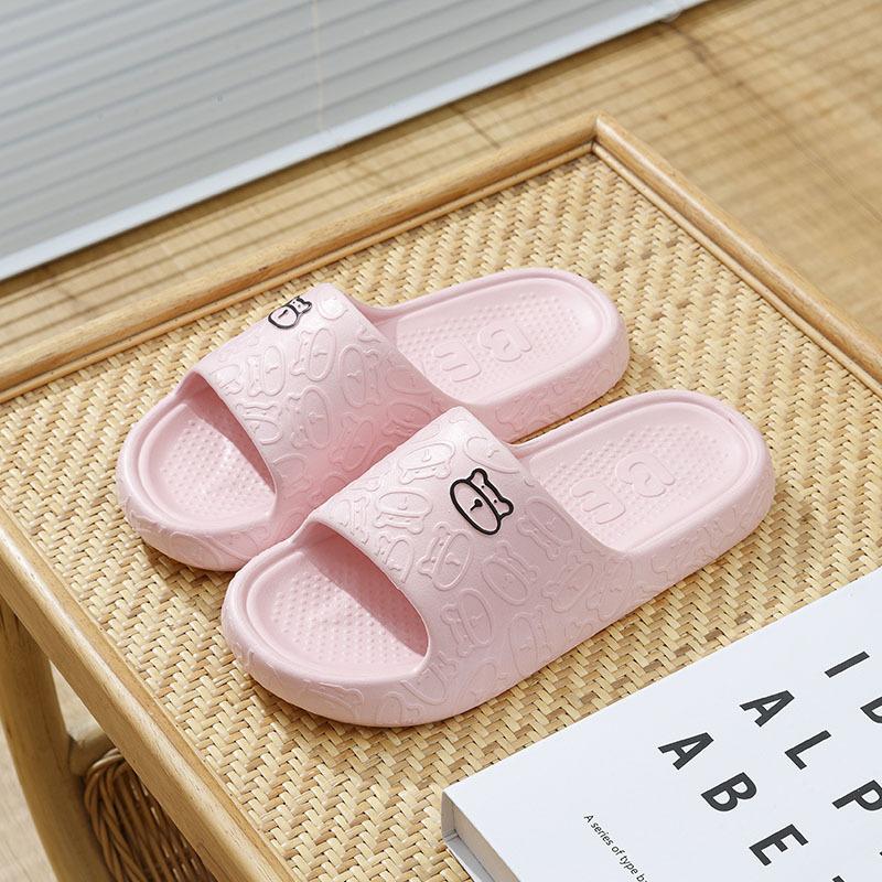 Unisex Summer Large Size Flat Bottom Cartoon Candy Color Indoor Slippers Women Men Casual Anti Slip Bathroom Slippers For Couples 36-43