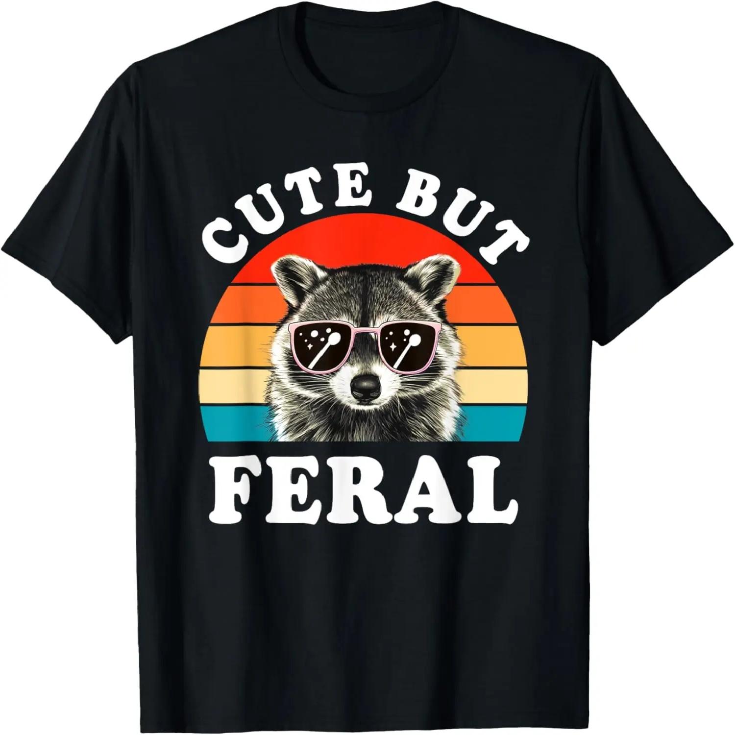 

Cute But Feral Funny Racoon Sunglasses Vacation Retro T-Shirt XXXXXL чорний