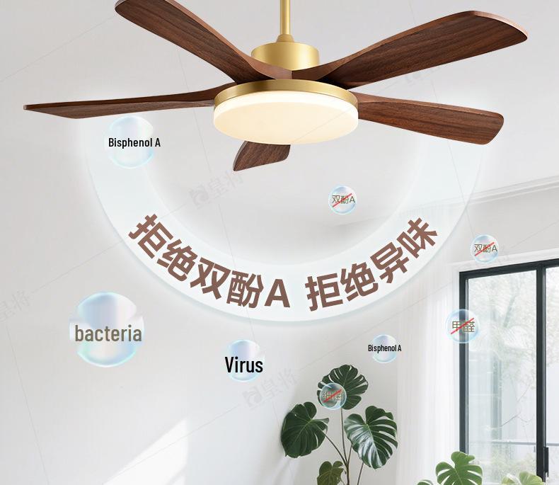 Mid-Century Walnut Ceiling Fan Light for Nordic Living Room, Bedroom, or Dining Room - Solid Wood Design
