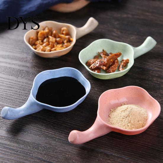 Dish Seasoning Plate Flower Shape with Handle Small Floral Size Plates Serving Saucers Bowl for Sauce