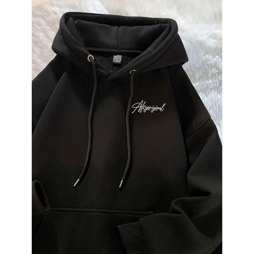 Men's Heavyweight American Trend Letter Hoodie - New Autumn/Winter Velvet-Thickened Student Outerwear