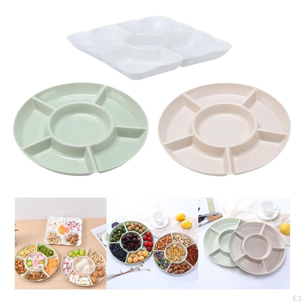 Appetizer Platter Divided Serving Tray Unbreakable Dried Fruit Snack Plate for Dessert