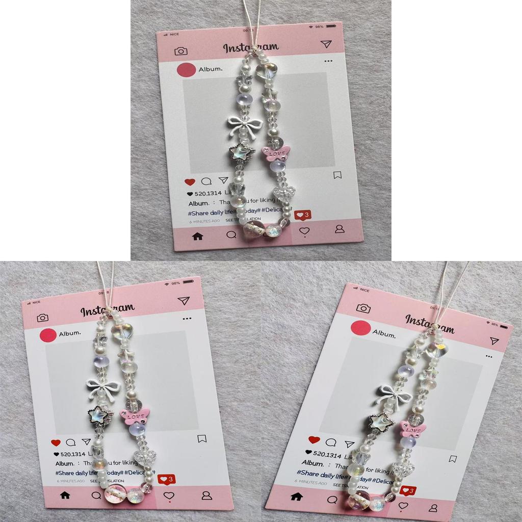 Pvc Butterfly Star Phone Lanyard With Beaded Design For Women And Men