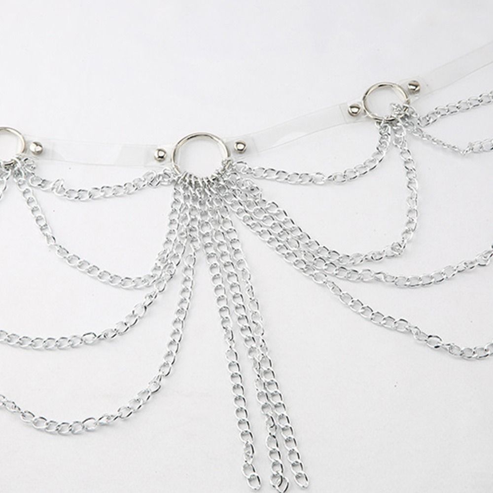 Multilayered Trendy Waist Band Slimming Cummerbands Tassel Pendant Waistband Metal Chain Belt