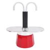 2 Cup Coffee Pot Red Aluminum Alloy 100ml Double Tube Stovetop Coffee Maker for Home Travel