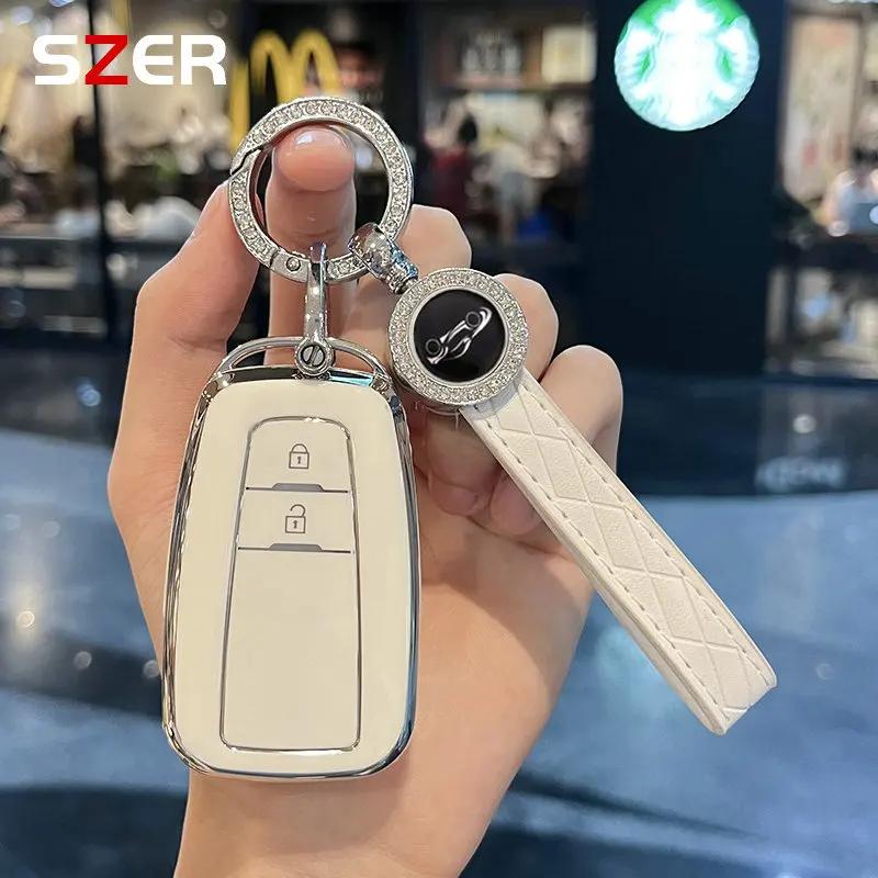 ZYU3 Madingas TPU automobilio raktų pakabukas Raktų dėklas Dangtelis Korpusas Fobas Toyota Corolla Prius Camry CHR C-HR RAV4 Altis Land Cruiser Prado raktams be rakto