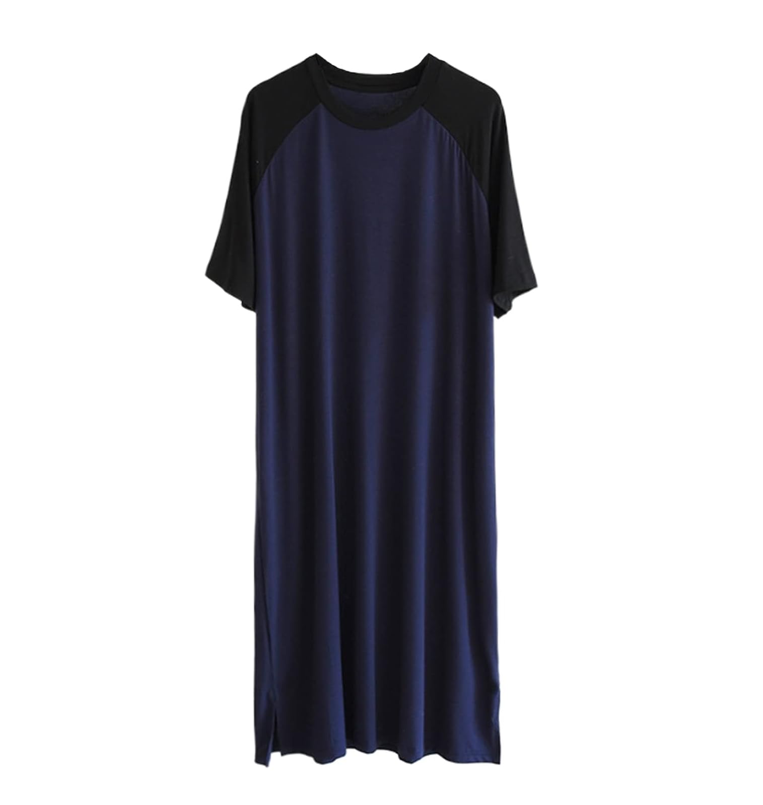 

AKUNSY Модальный Летний Комплект для Сна с Коротким Рукавом Свободный Плюс Одежда для Сна Мужское Платье, Домашняя Одежда, Унисекс, Посадка, Размеры, Пэчворк, Мягкий, (Темно-синий, 4XL)