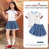 Moonkids Girls' Summer Short Sleeve Tops, Denim Skirts & Sets