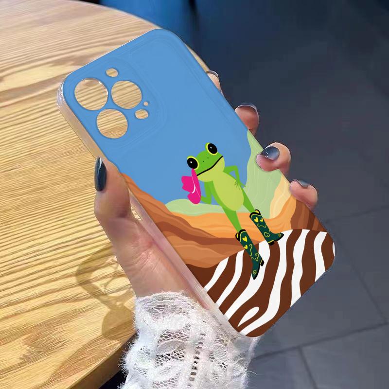 Cute Frog Phone Case for iPhone 17 Air 16 15 14 13 12 11 Pro Max Plus Mini Xs X 8 7 Soft Transparent Cover Fundas Accessory