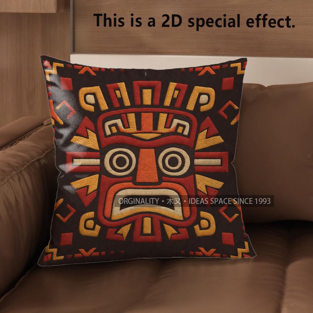 

2D Aztec Sun God Print Throw Pillow Covers Pattern Cushion Cover Suitable For Sofa Bedroom Car Pillow Cover 40x40cm