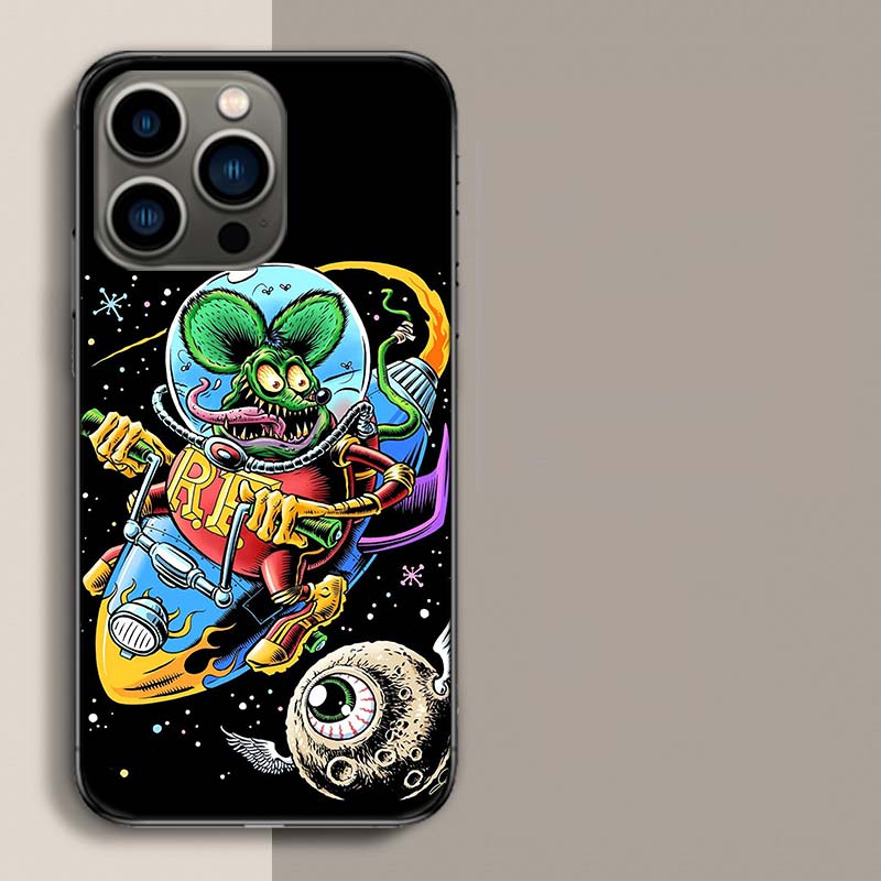 Surf Cool Rat F-Fink Phone Case For Iphone 17 Air 15 Pro 14 Plus 16 Pro Max 12 13 Mini 11 16E X XS Cover Cute Fundas