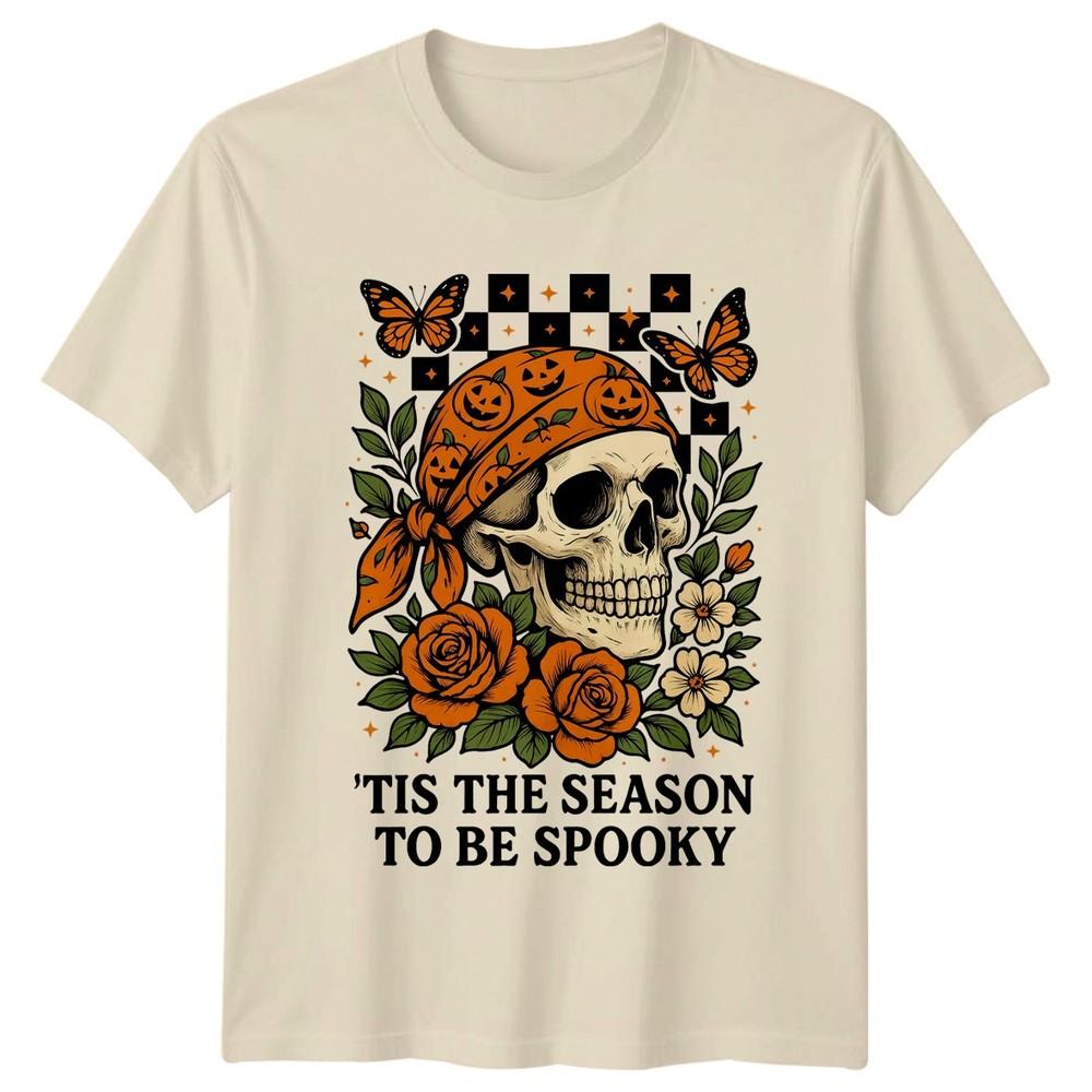Tis The Season To Be Unisexs TShirt Floral Skull Halloween Gift For Her