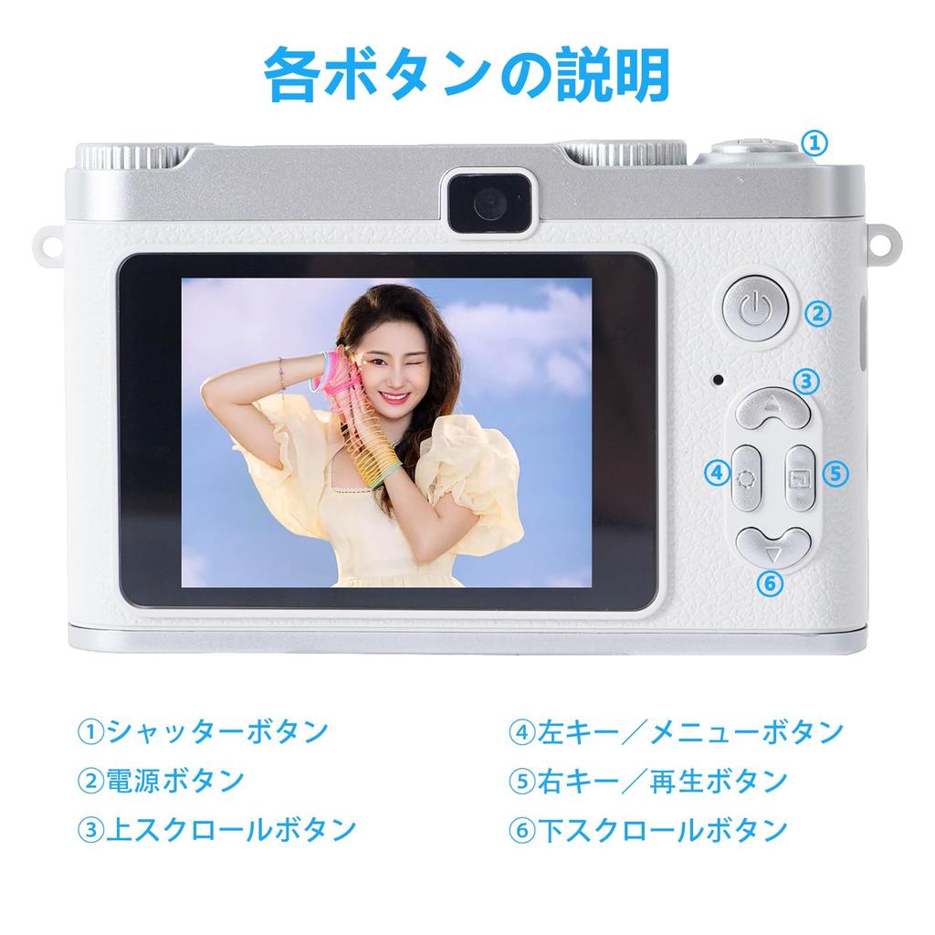 Compact Digital Camera [4K Video Recording, 50 Megapixels] with a Large 2.8-inch Screen, Rechargeable, Lightweight, Perfect for Students and