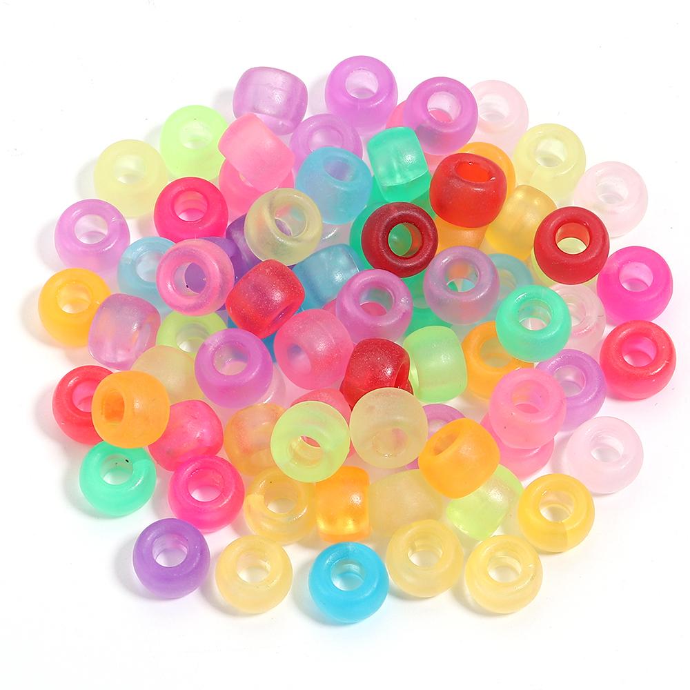 200pcs/lot Colored Acrylic Big Hole Beads For Jewelry Making Loose Spaced Round Bead DIY Bracelet Necklace Accessories Wholesale