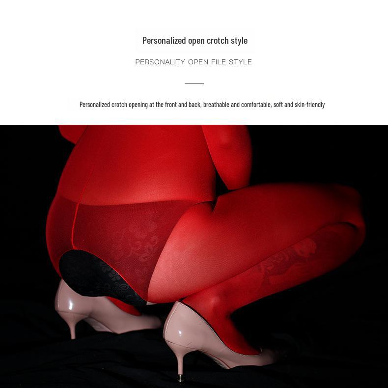 Qinghe 10D Seamless Stockings Jumpsuit - Sexy, Sheer Full-Body Stockings Lingerie Pajamas for Women