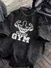 Herren Sommer Locker Freizeit Baumwolle Weich Retro Gewaschen T-Shirt Fitness Straßenstil Power Fitnessstudio Muster Druck Muskel Bogen Design