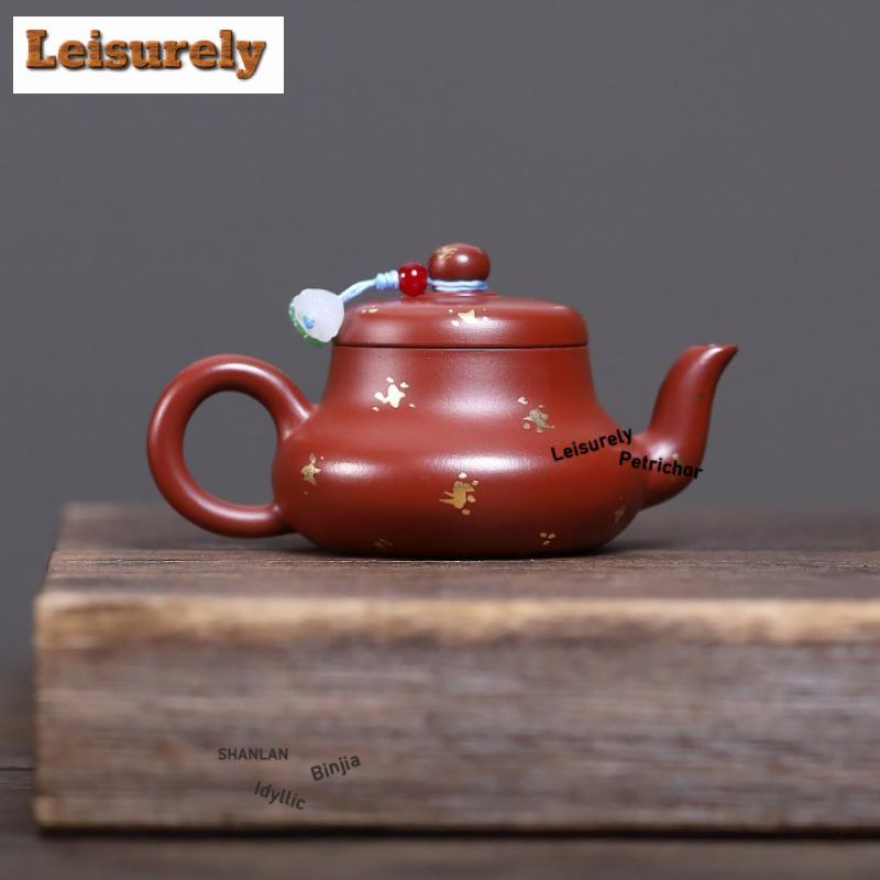 81ml Luxury Yixing Purple Clay Teapots Handmade Sprinkle Gold Pot Raw Ore Dahongpao Mud Kettle Chinese Zisha Tea Set Drinkware