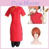 Exquisite Red Gintama Kagura Cosplay Costume Uniform Dress And Pants Set For Anime Fans