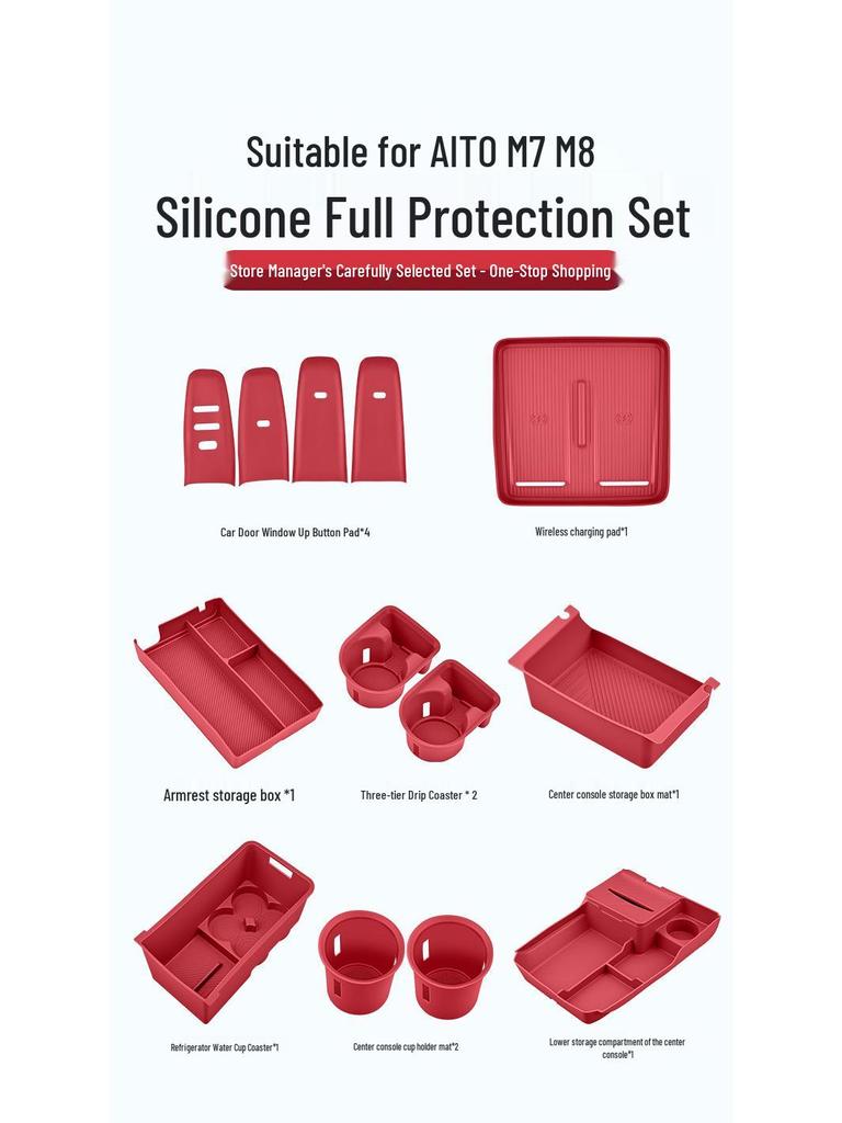 Fits 26 AITO M7/M8 Models: Central Control Wireless Charging Silicone Pad Upgrade Set
