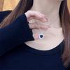 Women's Light Luxury Sapphire Heart Pendant Clavicle Chain with Colored Gemstones and Full Diamond Inlay - New European & American Style.