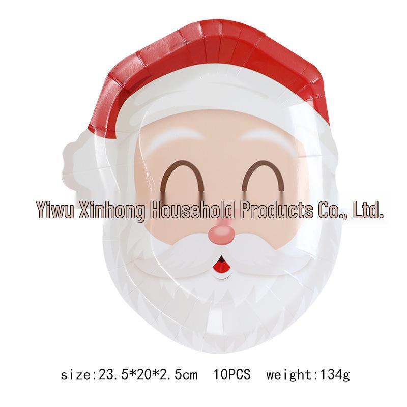 

Праздничный рождественский набор посуды: Бумажные тарелки, салфетки, стаканы, тарелки неправильной формы, скатерть, столовые приборы для новогодних вечеринок