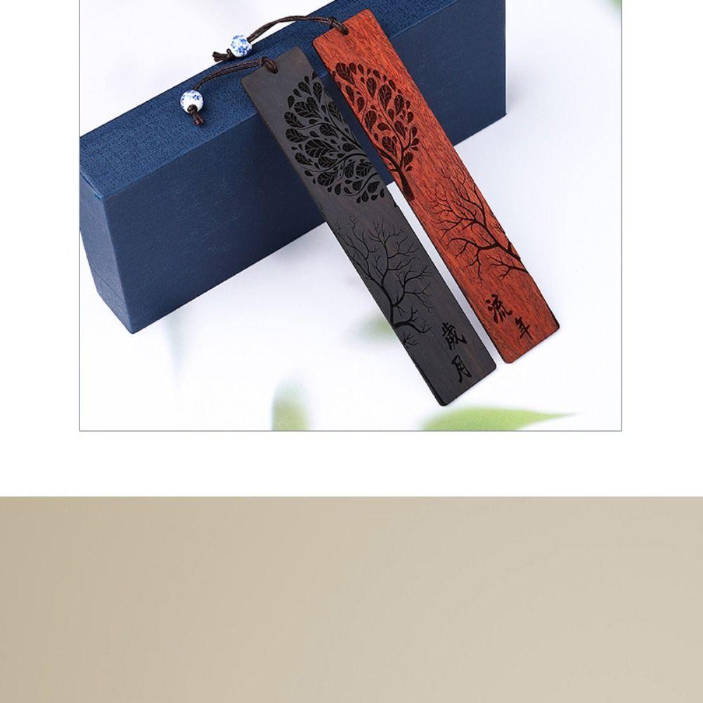 Wooden Wooden Bookmark Black Red Carving Mahogany Learning Stationery Office Supplies