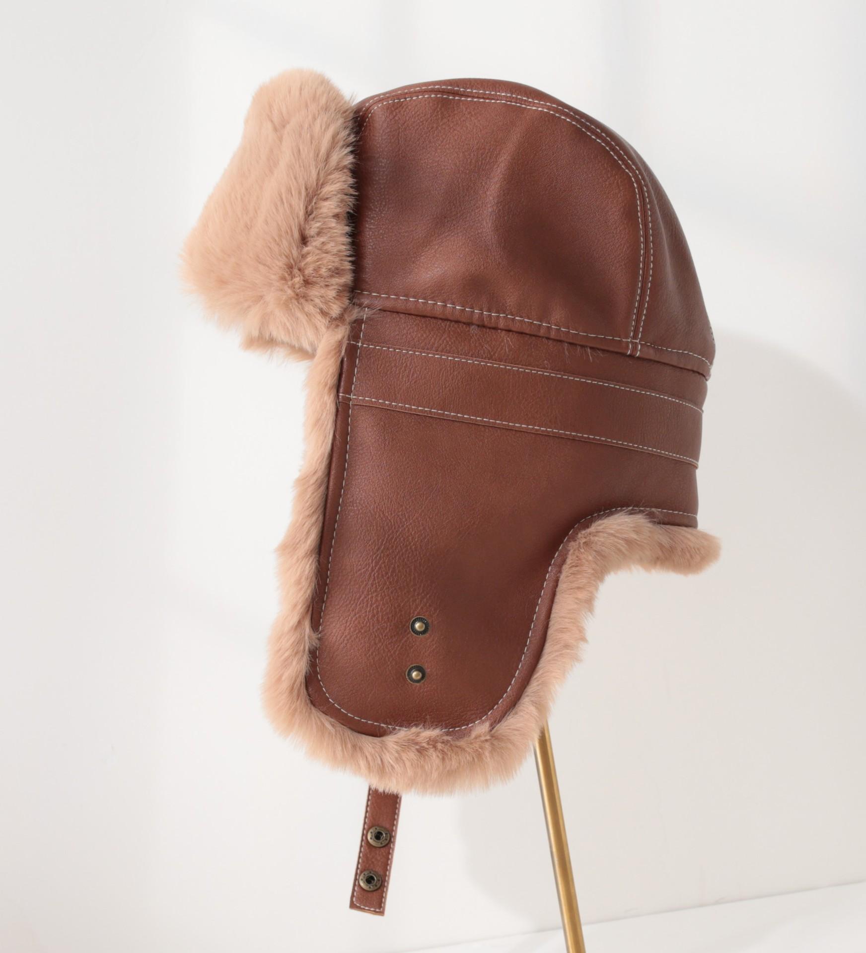 

Hat Female Winter Cycling Electric Car Warm Ear Protection Padded Thickened Cotton Cap Wind and Cold Mask Men s Lei Feng Hat One Size темно-коричневого кольору