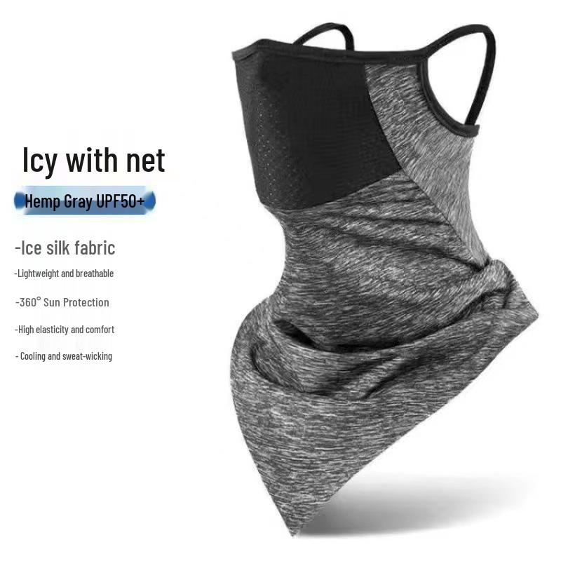 Summer Breathable Ice Silk Cycling Face Mask Scarf with Sun and Neck Protection