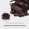 Men's Genuine Leather Expandable Large Capacity Shoulder Backpack for Business Travel