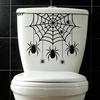 Indoor Party Atmosphere Props Halloween Spider Web Toilet Seat Sticker, Self-Adhesive Black Spiders Lid Moisture Proof Ceramic Tile Decals Decal,
