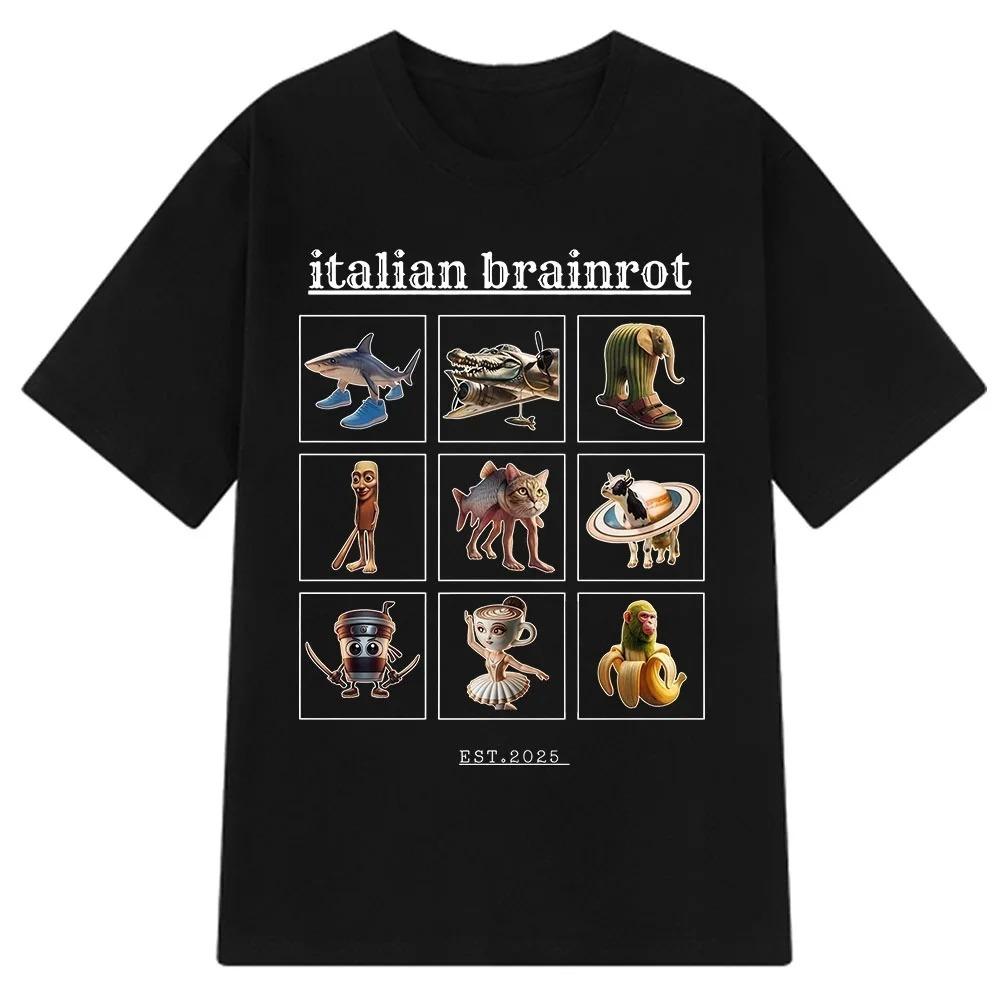 ZX TEE Italian Brainrot Tralalero Tralala Tung Tung Tung Sahur Bombardiro Crocodilo Funny Meme T-Shirt Men Women Cotton Tees Y2k Tops