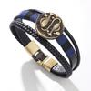 JMXD 12 Zodiac Punk Style Studded Leather Bracelet Hand-Woven Rope Zodiac Band Fashion Accessory Unisex Gift