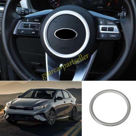 For Kia Forte K3 19-2024 Silver Alloy Steering Wheel Horn Button Cover Trim