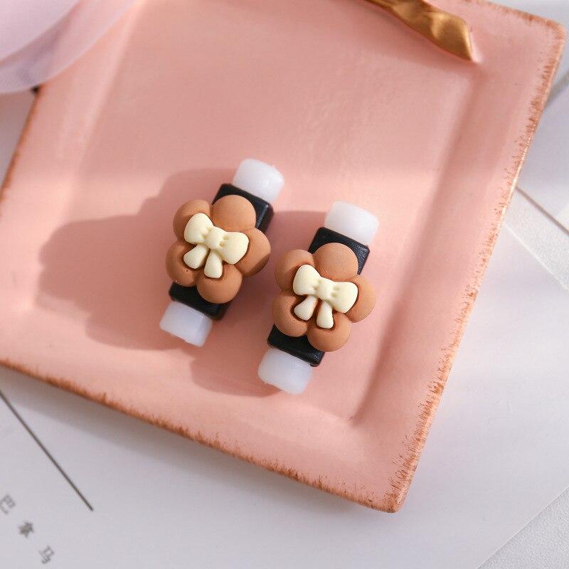 2Pcs Charger Cable Winder Protector White Bear Cartoon Saver Data Line Protective Case Earphone Cord Sleeve Cover Wire Organizer