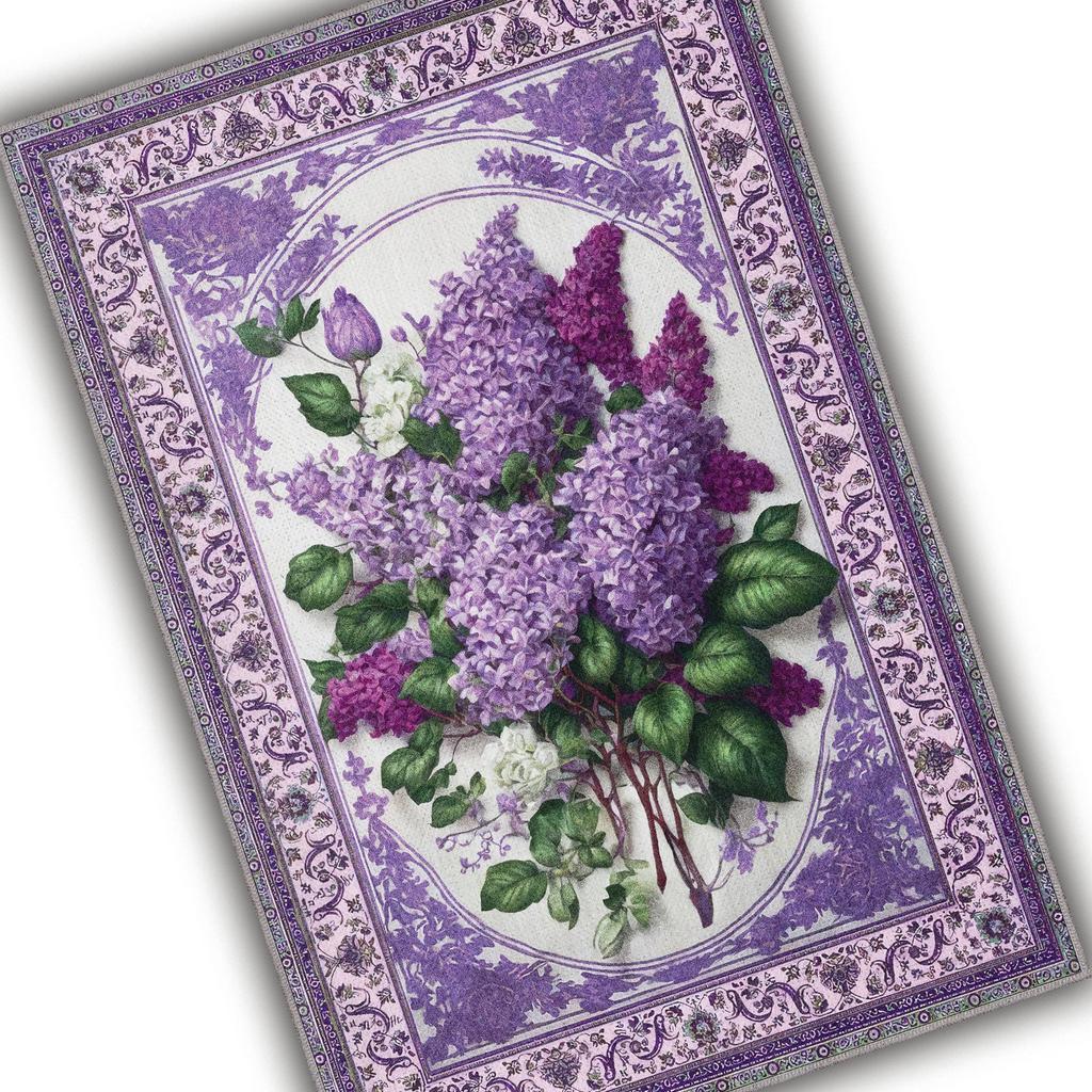 Lilac Flower Throw Rug Lilac Print Anti-slip Rug Lilac Wedding Decor Lilac Kitchen Rug Bathroom Rug Purple Persian Home Rug