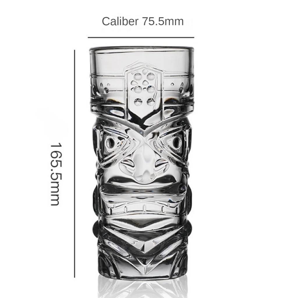 1PC Crystal Glass Large Bar Tiki Cup Tiki Cup Hawaii Cocktail Cup Ghost Face Cup High Beauty Creation Water Cup
