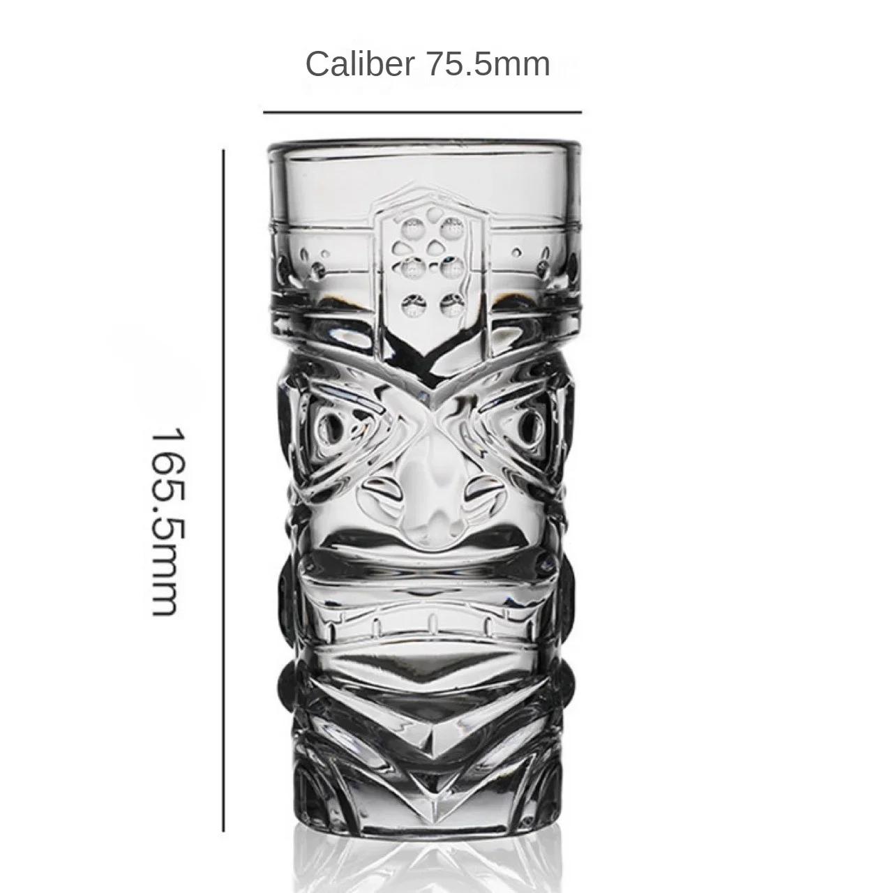 

1PC Crystal Glass Large Bar Tiki Cup Tiki Cup Hawaii Cocktail Cup Ghost Face Cup High Beauty Creation Water Cup
