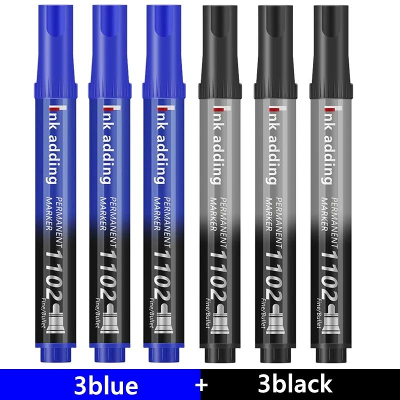 3-100 Pcs/Set Permanent Marker Pen Fine Point Waterproof Ink Thin Nib Crude Nib Black Blue Red Ink 2-3mm Fine Color Marker Pens
