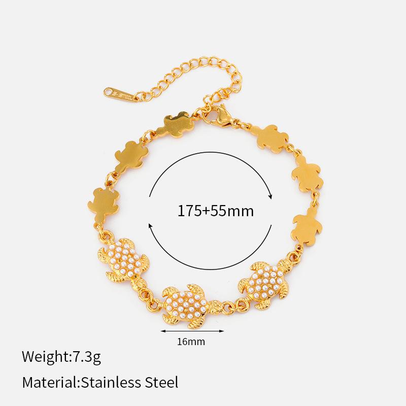 European and American fashion high-end sense multi-element inlaid pearl bracelet niche design butterfly love stainless steel jewelry