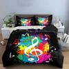 Colorful Musical Decor Set Soft Skin-Friendly Bedding Set Includes 1 Duvet Cover And 2 Pillowcase Gift