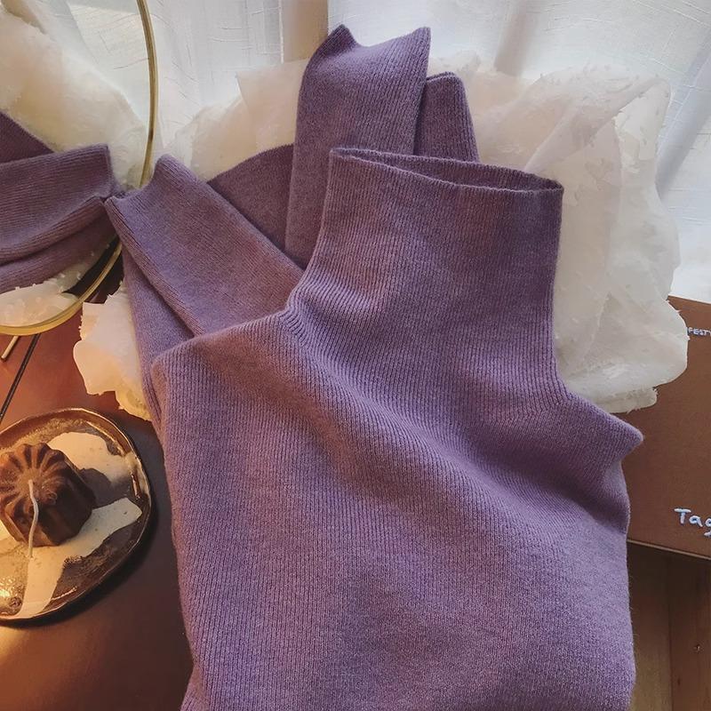 High-collar Knitted Bottoming Shirt Women's Fall and Winter Soft Slim Temperament Within The Sweater Ride