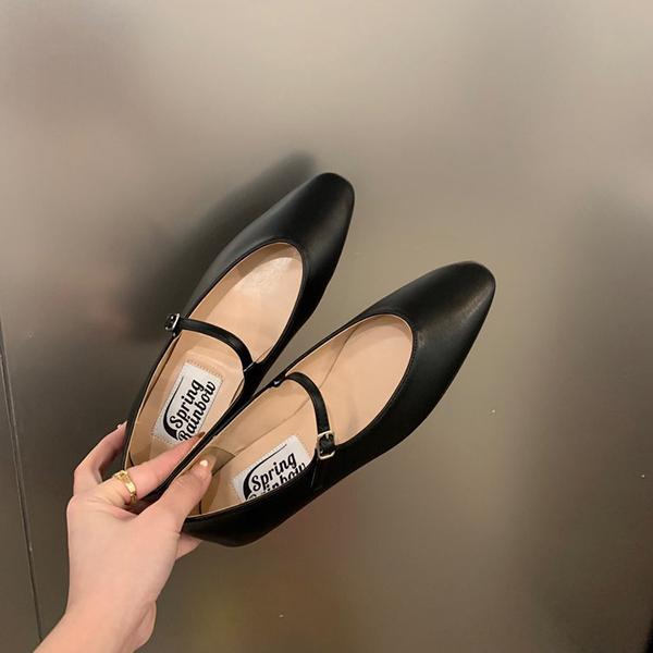 

Fashion 2025 Flat Shoes Women Simple Solid Color Single Shoes Mary Jane Shoes Casual Pointed Toe Spring Autumn Soft Sole Ladies Shoes 35 чёрный