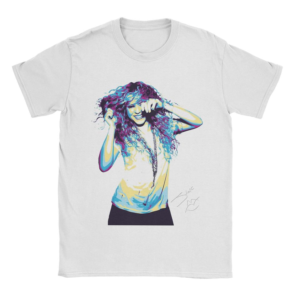 Vintage Singer Shakira TShirts for Unisex Round Neck Cotton T Shirts Short Sleeve Tee Shirt Unique Tops