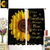 Sunflower Curtains for Kitchen,Black Pithy Rustic Sunshine Beautiful Wonderful Sunflower Plant Flower Butterfly Window Drapes