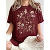 T-shirt da Donna con Stampa di Bellissimi Grappoli di Fiori Estate Oversize Manica Corta Girocollo Magliette in Cotone Y2K Top Sportivi Donna
