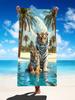 Zwei strandtücher mit tigerprint zum schwimmen und tauchen, unverzichtbares strandzubehör für sommerliche geschenke am strand