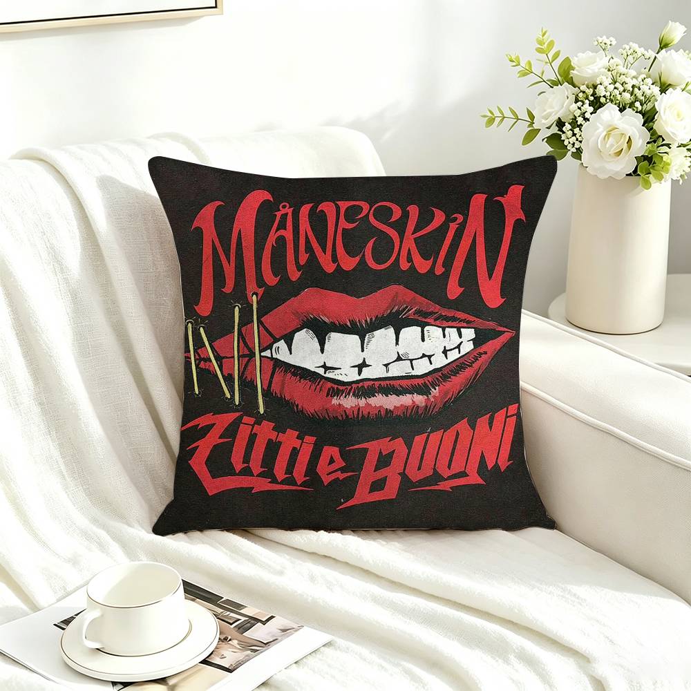 Band M-Maneskin Square Double-Sided printed Pillow Case Bedroom Bedside Pillow Sofa Cushion Cover