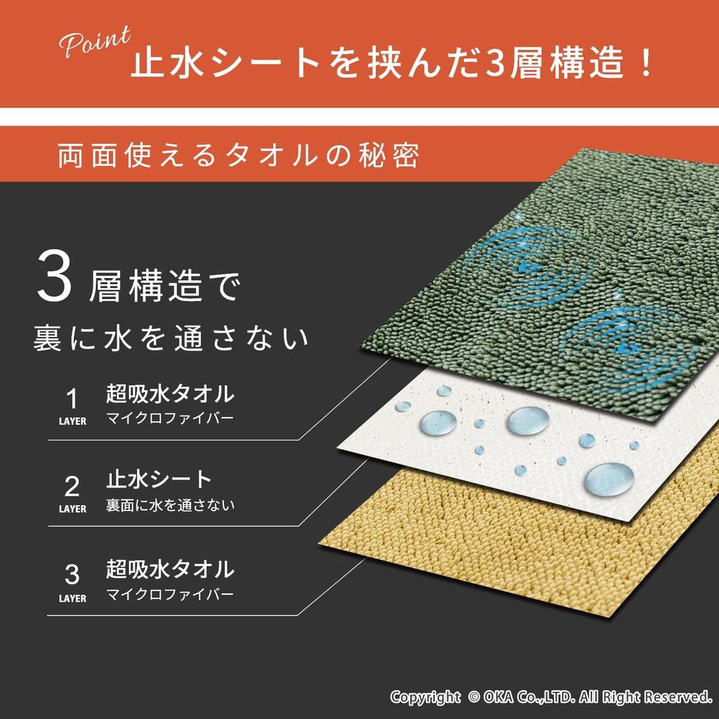 OKA Mach Cloth Car Wash Gray x Mini 16cm x 24cm Special Cloth, Orange, Size, Approx. (Water Absorbent, Water-Sealing Mechanism, Double-Sided)